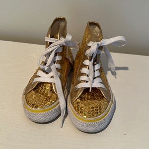 Super cute kids gold sequin hi-top sneakers! Like new